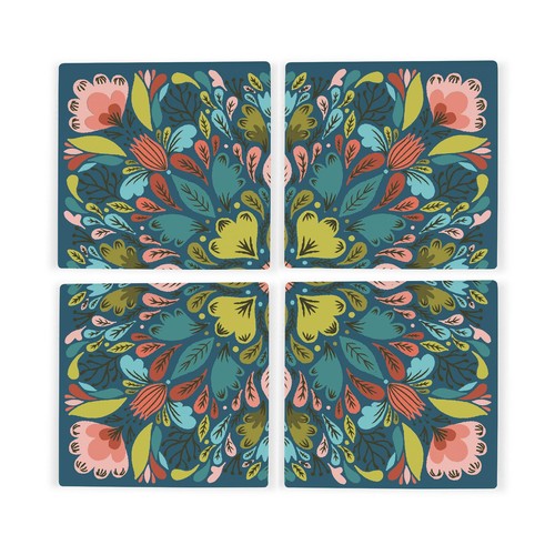 Mosaic floral ceramic coaster - mosaic,