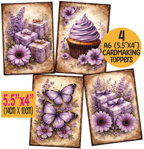 Vintage lilac card - vintage, toppers