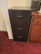 Black Wooden Mobile 3-Drawer Filing Pedestal Cabinet Set for Office