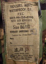 Trousers, Mens, Waterproof, DP, PVC, DPM Size 86/110 XXL Long or W43 L34
