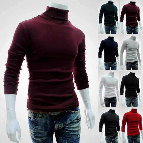 Men turtleneck sweater fine - sweater,