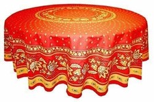 68" Round Lisa Red Cotton