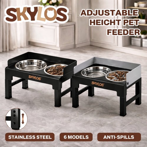 Skylos raised dog bowl - raised, on