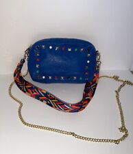   Multi Coloured Stud   Royal Blue Genuine Leather cross body bag 