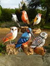 Wooden Bird Carving - Hand Painted British Birds Bird Ornament Assorted Designs