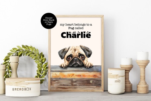 Personalised pug - pug, black)