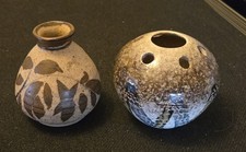 Isle of Wight Jo Lester Pretty pottery vase with holes plus one unmarked