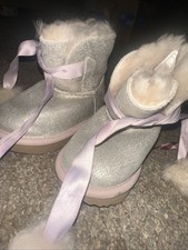 UGG Kids Gita Metallic Pull-On Boot Gold/Pink Size 6 Silver Sparkle