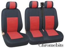 RED BLACK FABRIC SEAT COVERS 2+1 FOR VOLKSWAGEN TRANSPORTER T5 T28 T30  MULTIVAN
