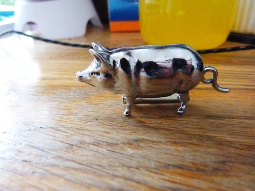 Silver pig tape measure - silver,