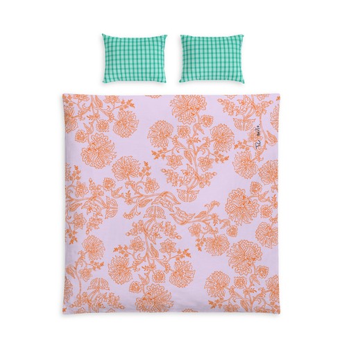 Cotton bed set tropical - set, lilac