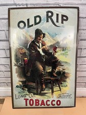 Old Rip Tobacco Advertising Sign Repro Allen & Ginter Tin Metal Plaque 60x40cm