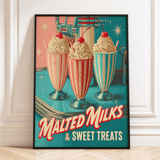 Vintage Milkshake Poster Retro