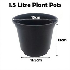 1.5 Litre Black Plant Pots