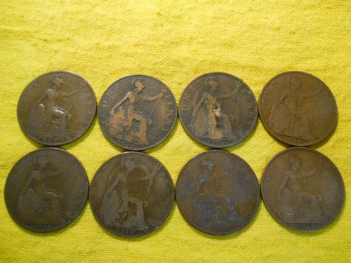 British old penny coins - 8,