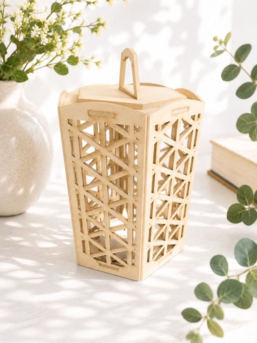 Handmade mdf lantern with led - mdf,