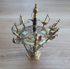 Vintage Toledo Set Of 8 Skewer Sword Cocktail Brass Enamel