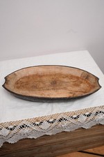 Vintage Wooden Dough Bowl, Hand Carved Rustic Oval Bread Tray, Farmhouse Decor