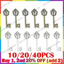 40X Metal Santa Keys Skeleton Antique Bronze Large Charm Pendant Christmas 58mm~