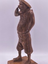 Hand-Carved Wooden Folk Figure – Vintage Rustic Man Carving–Unique 18cm Ornament