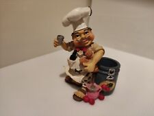 Small Vintage Resin French Chef Figurine Toothpick Holder 