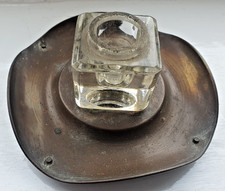 Glass inkwell with metal - glass,