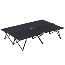 Strong Double Folding Camping Cot for Two | Portable Bed | Black Design