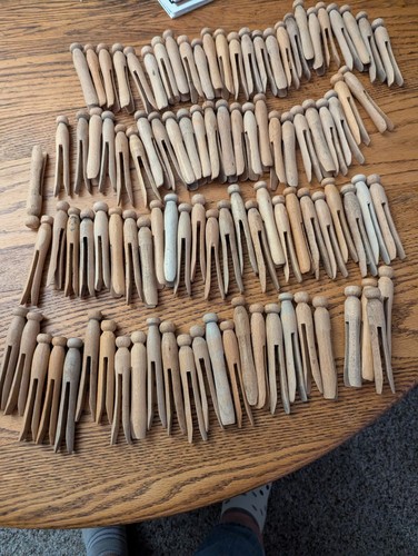 100 vintage wooden - wooden, clothespins