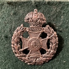 Rifle Brigade Prince Consort's Own Cap Badge white metal   Solid crown Ac50