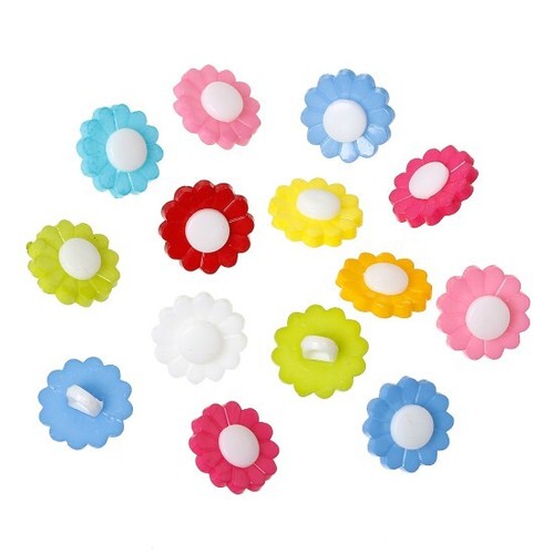 Mixed daisy buttons 15mm - mixed,