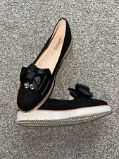 Womens Kelsi Shoes, Size 4,Black, Loafer Style, Slip On, Diamanté, Suede Feel