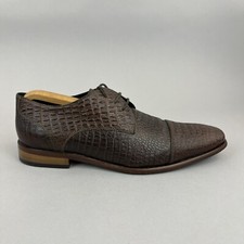 M&S Marks Spencer Collezione Brown Croc Leather Cap Toe Smart Dress Shoes 43 UK9