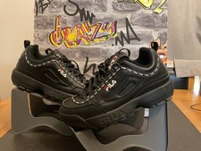 Fila Disruptor II Premium Leather Black/White/Fila Red Trainers Uk 8 vgc?