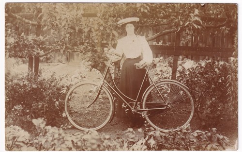 Edwardian lady cyclist with - edwardian,