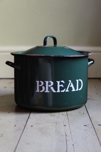Vintage green enamel bread - vintage,