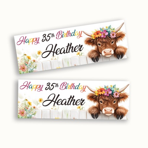 Highland cow birthday banner - birthday,