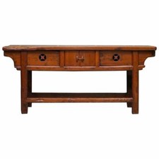 ANTIQUE CHINESE TEMPLE ALTER SIDEBOARD WITH CUPBOARDS IN SOLID TEAK REDDISH 