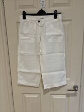 Primark - Culotte style white linen crop wide leg trousers size 8
