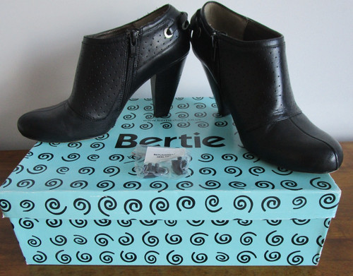 Bertie black ankle zip leather - black,