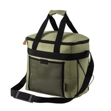 Picnic Insulated Cool Bag with 2 bottle holder straps, netted pocket, folds flat