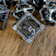 DND Dice Set 7pcs Metal (Choose Colour) Dragon Polyhedral Game Nerd Die TTRPG