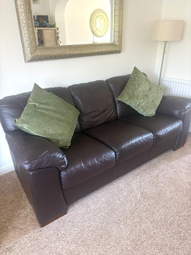 Brown leather sofa - brown,