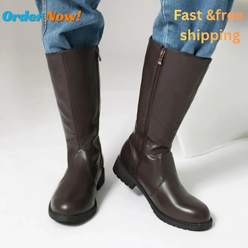 Mens black leather - knee, high