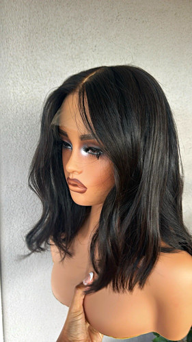 Lace front human hair - wig, dark