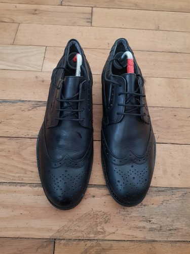 Men black leather lacedup - black,