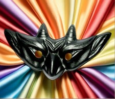 Masquerade Black Devil Horned Bat Eye Mask With Elastic Fitting Brand New Rare