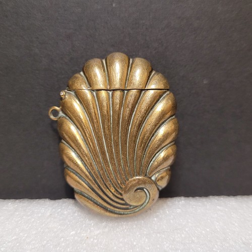 Antique brass vesta seashell - antique,