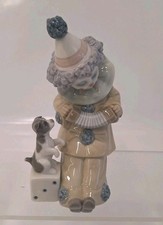 LLADRO Figurine #5279 Pierrot Concertina Clown with Puppy Dog - Excellent