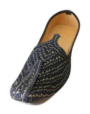 Men Wedding Shoes Indian Handmade Flip-Flops Leather Jutti Loafers Mojaries US 6