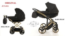 JUNAMA DIAMOND S LINE EXCLUSIVE BABY PRAM STROLLER 2in1 + GIRLS BUGGY DOLL PRAM